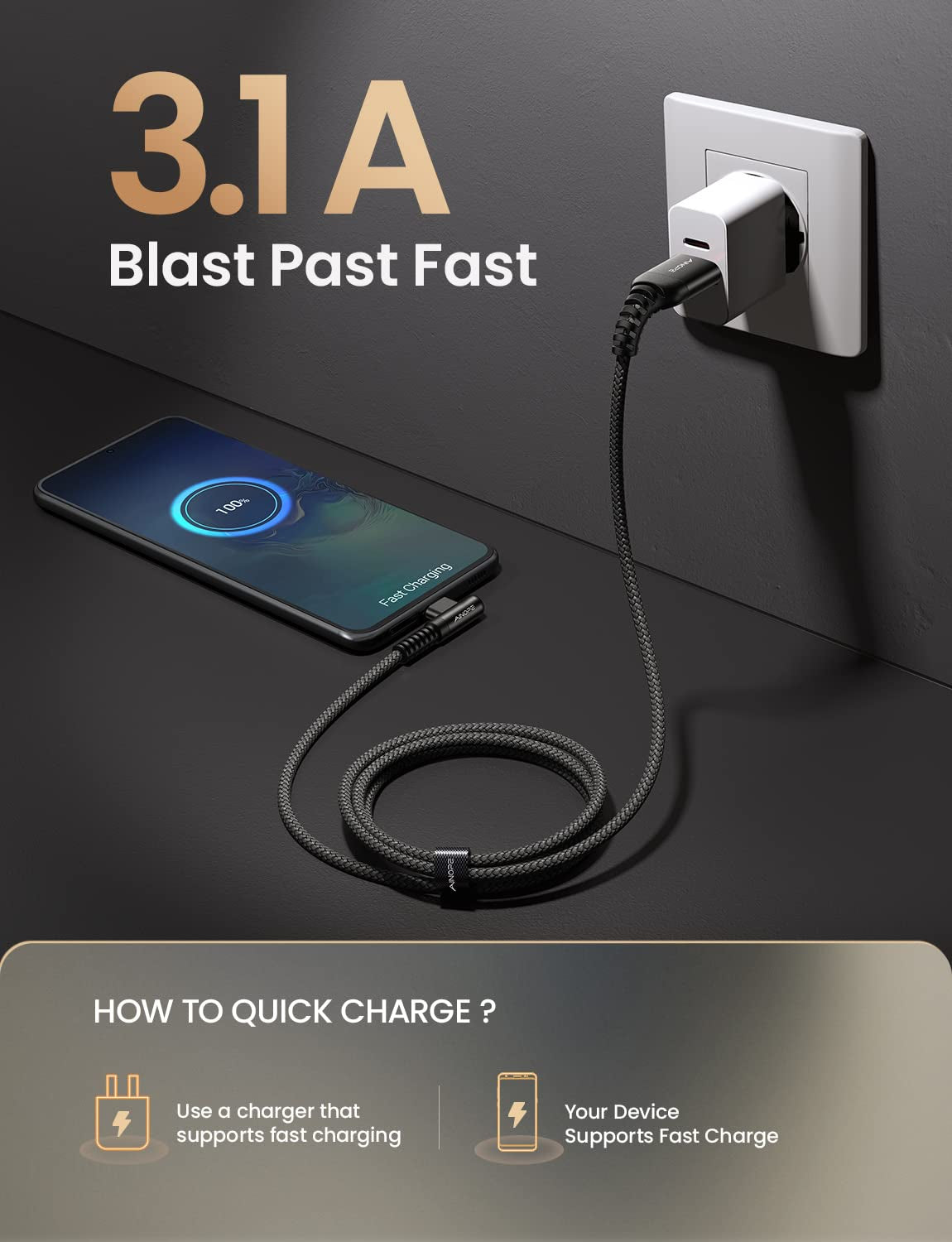 Experience Lightning-Fast Charging with Our 2-Pack Right Angle USB Type C Cable - 3.1A Fast Charge, 6.6FT Length, Perfect for Your Galaxy and LG Devices!