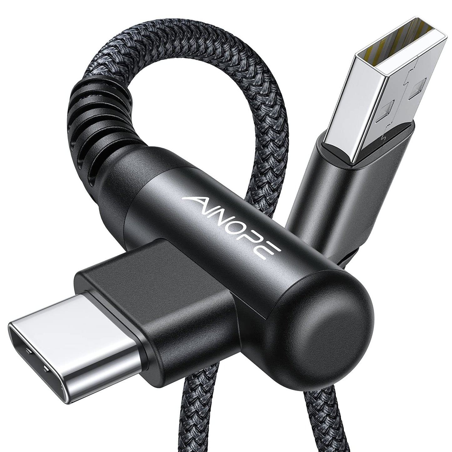Experience Lightning-Fast Charging with Our 2-Pack Right Angle USB Type C Cable - 3.1A Fast Charge, 6.6FT Length, Perfect for Your Galaxy and LG Devices!