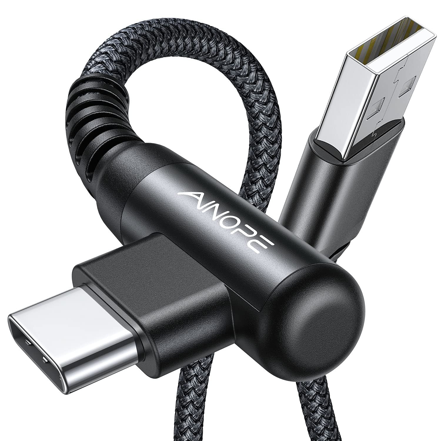 Experience Lightning-Fast Charging with Our 2-Pack Right Angle USB Type C Cable - 3.1A Fast Charge, 6.6FT Length, Perfect for Your Galaxy and LG Devices!