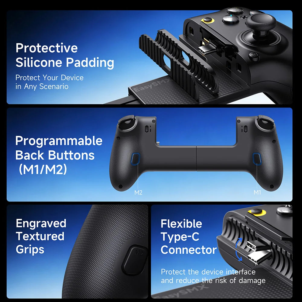 EasySMX M20 Type C Mobile Controller for Android/iPhone 15 Xbox Cloud Gaming, Telescopic Grip Fits Phones/Tablets up to 8.5"