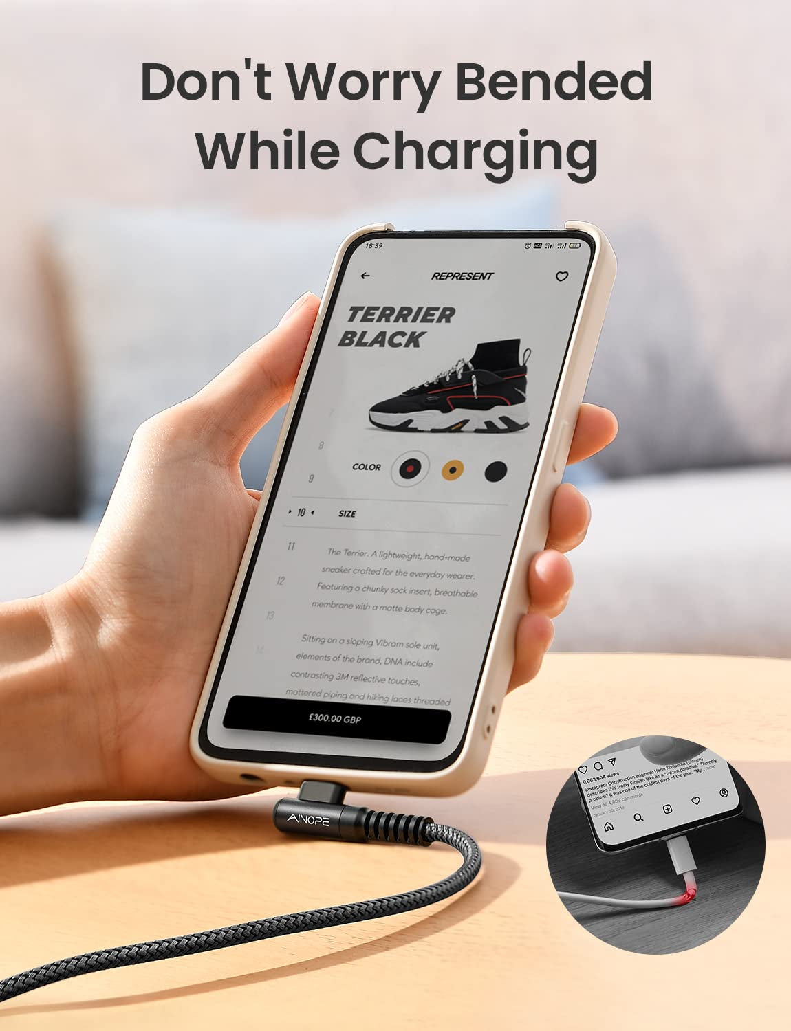 Experience Lightning-Fast Charging with Our 2-Pack Right Angle USB Type C Cable - 3.1A Fast Charge, 6.6FT Length, Perfect for Your Galaxy and LG Devices!